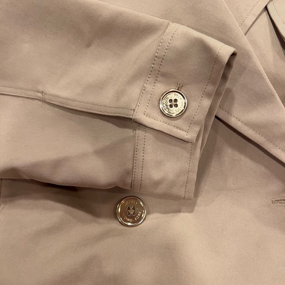 NWT Michael Kors Cropped Double- Breasted Cotton Trench Coat Khaki - Picture 5 of 9